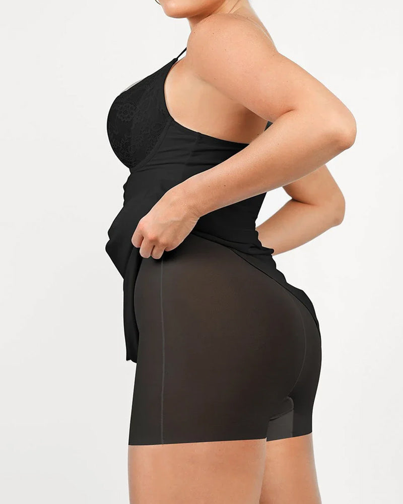 Maxi Vestido Sin Mangas con Escote en V Profundo y Faja Moldeadora Integrada