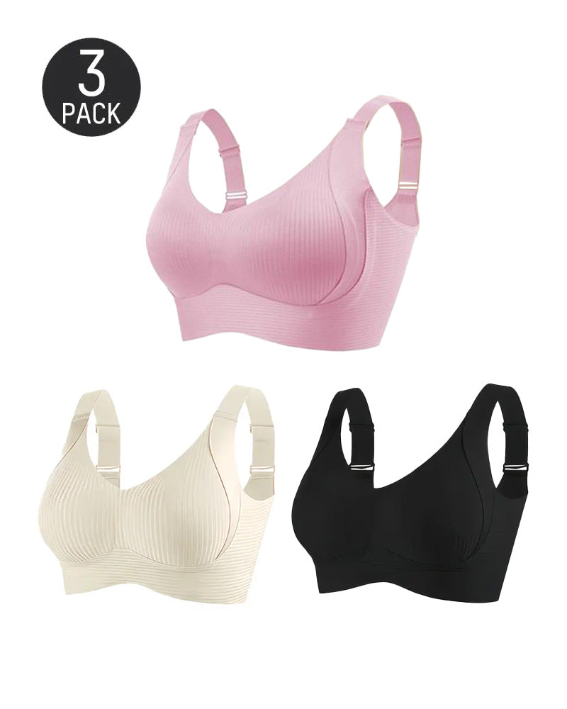 Sostén inalámbrico ajustable de cuatro filas en color sólido para mujer