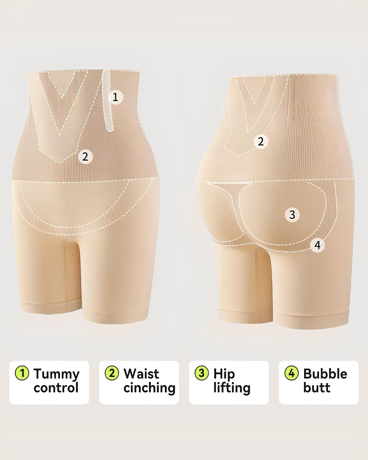 Shorts Moldeadores Sin Costuras para Control de Abdomen y Realce de Glúteos Femeninos