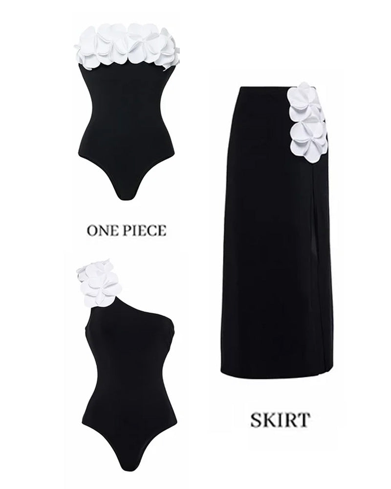 Monokini Floral 3D con Falda