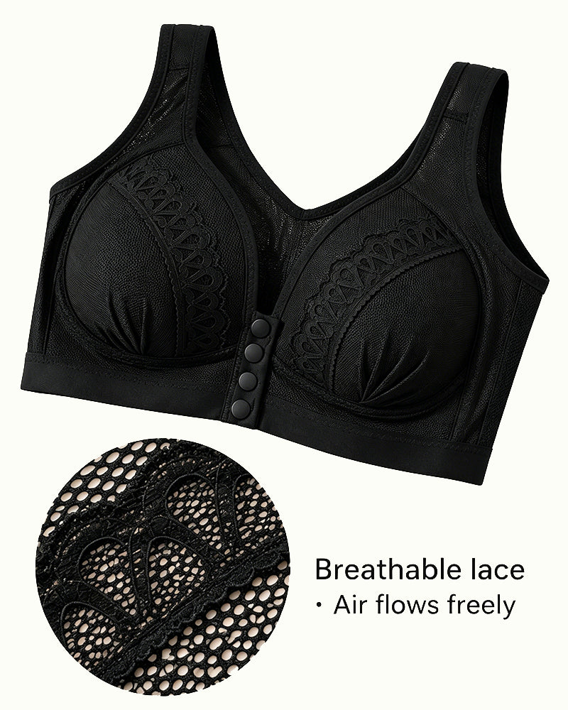 Sostén de encaje jacquard con cierre frontal femenino