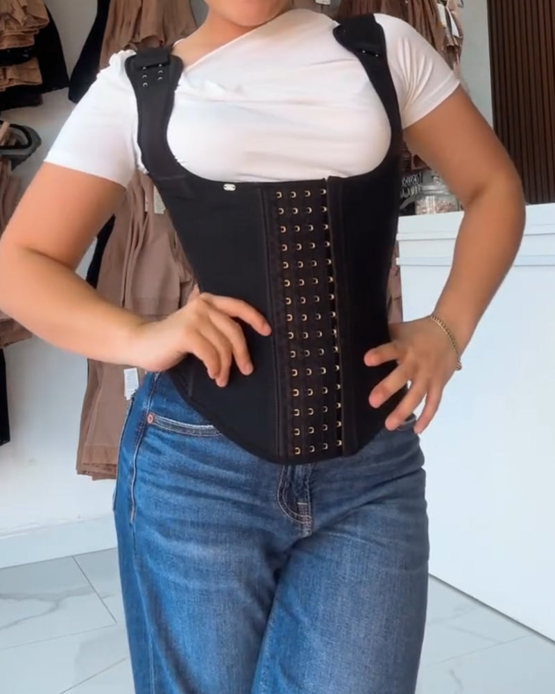 Cinturón Reductor de Espalda Completa con Tirantes Anchos y Clip