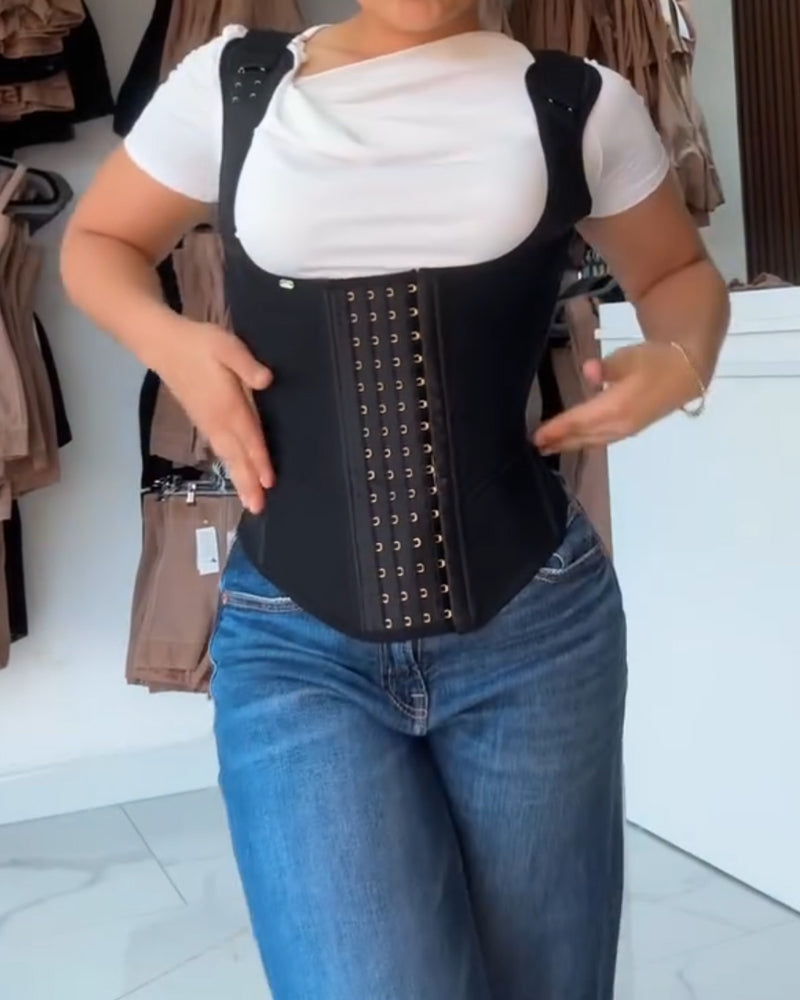 Cinturón Reductor de Espalda Completa con Tirantes Anchos y Clip