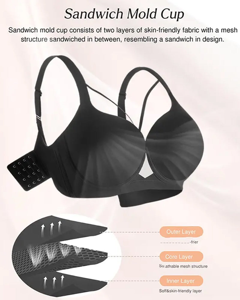 Sostén sin costuras con aros para mujer, con escote en V profundo y soporte cómodo