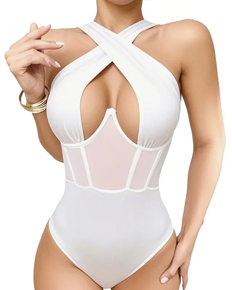 Sexy Body de Malla con Tiras Cruzadas