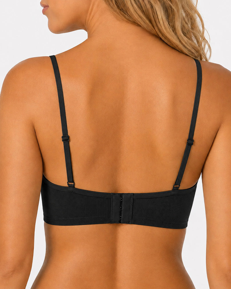Conjunto de 2 Sujetadores Push-Up Sin Aros con Encaje y Escote en V Profundo