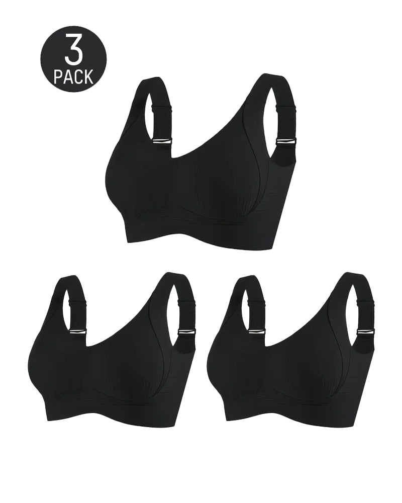 Sostén inalámbrico ajustable de cuatro filas en color sólido para mujer
