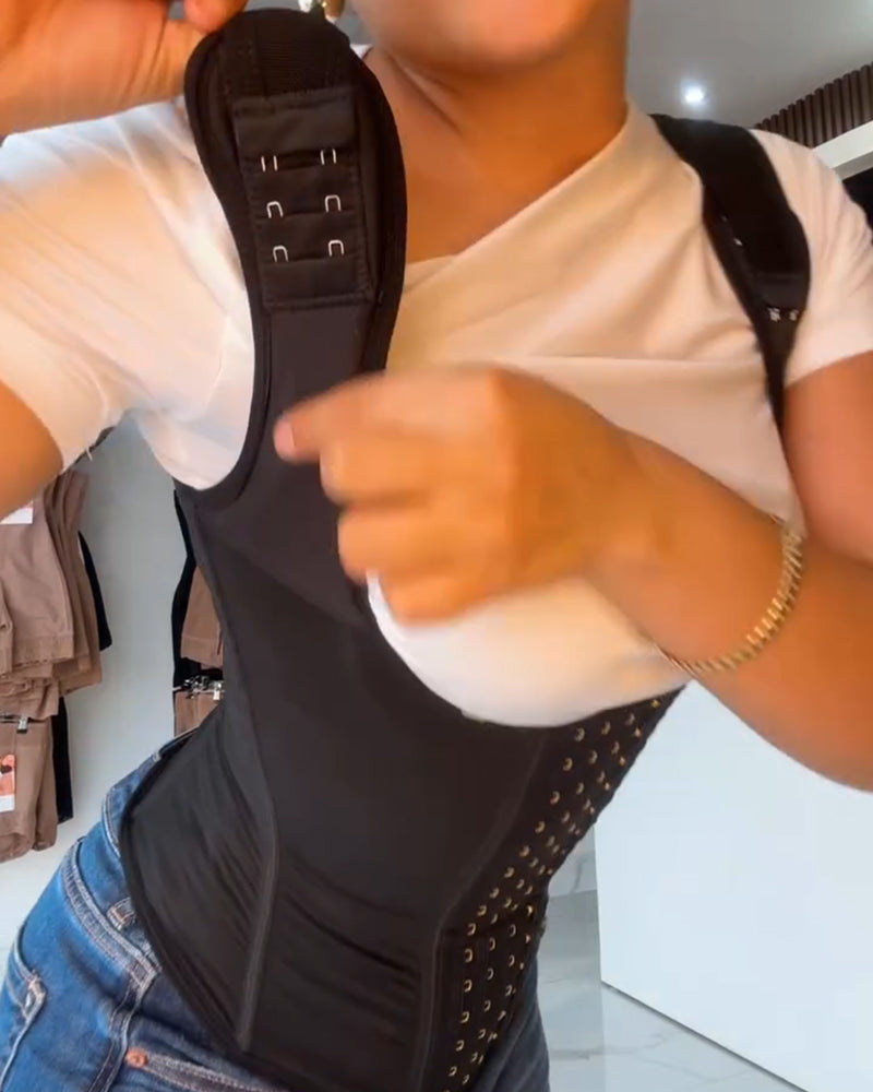 Cinturón Reductor de Espalda Completa con Tirantes Anchos y Clip