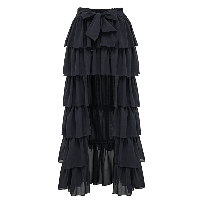 Traje de Baño de Una Pieza con Falda y Lazo en Blanco y Negro