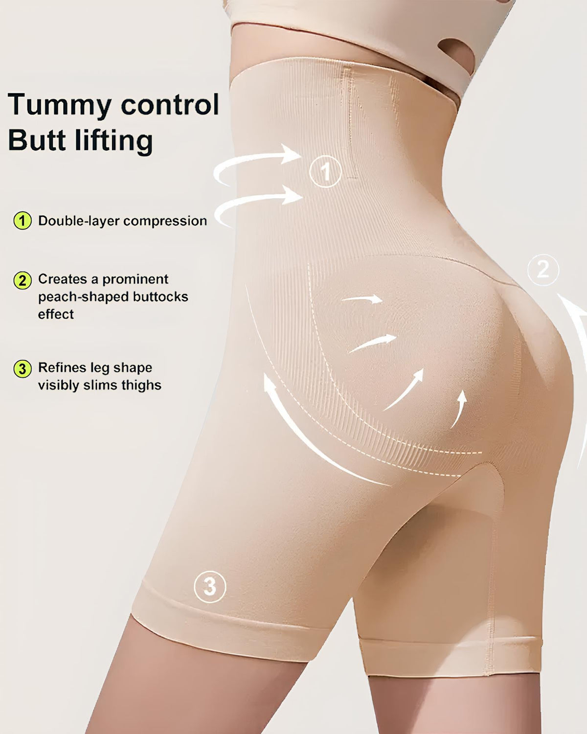 Shorts Moldeadores Sin Costuras para Control de Abdomen y Realce de Glúteos Femeninos