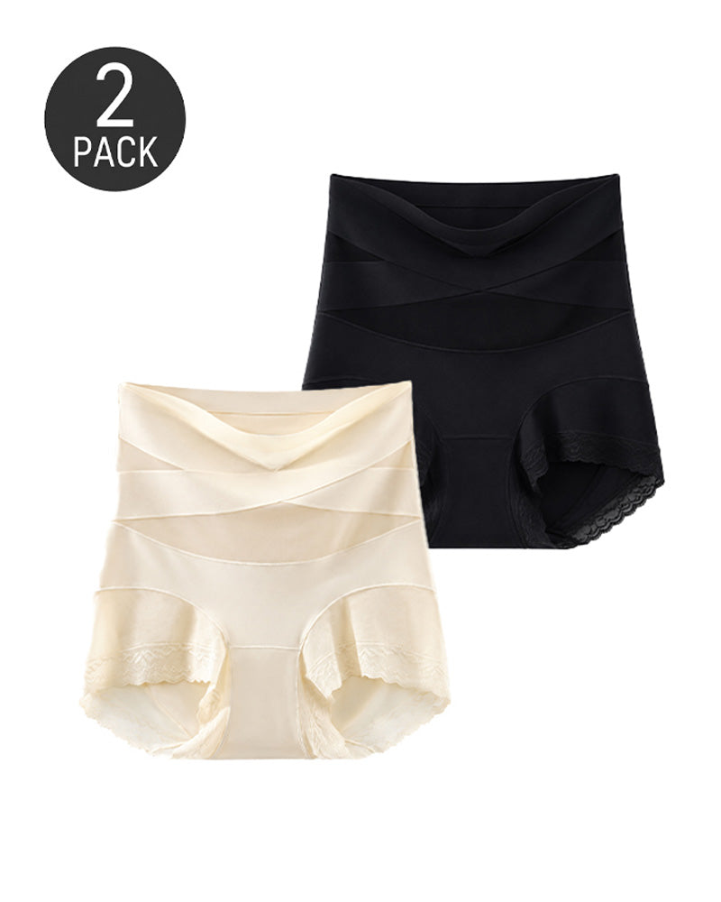 Set de 2 Boxer Briefs de Cintura Alta con Control Abdomen, Sin Costuras y Paneles de Malla Transparente