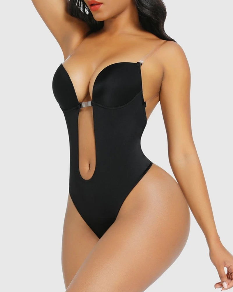 Shapewear Sin Espalda para Mujeres Talla Grande con Sujetador Integrado - Cuerpo Moldeador Sin Costuras y Abierto en la Entrepierna