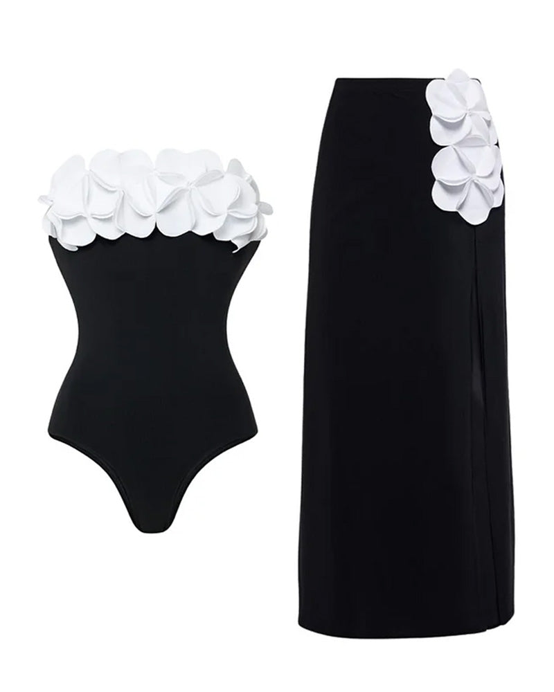 Monokini Floral 3D con Falda