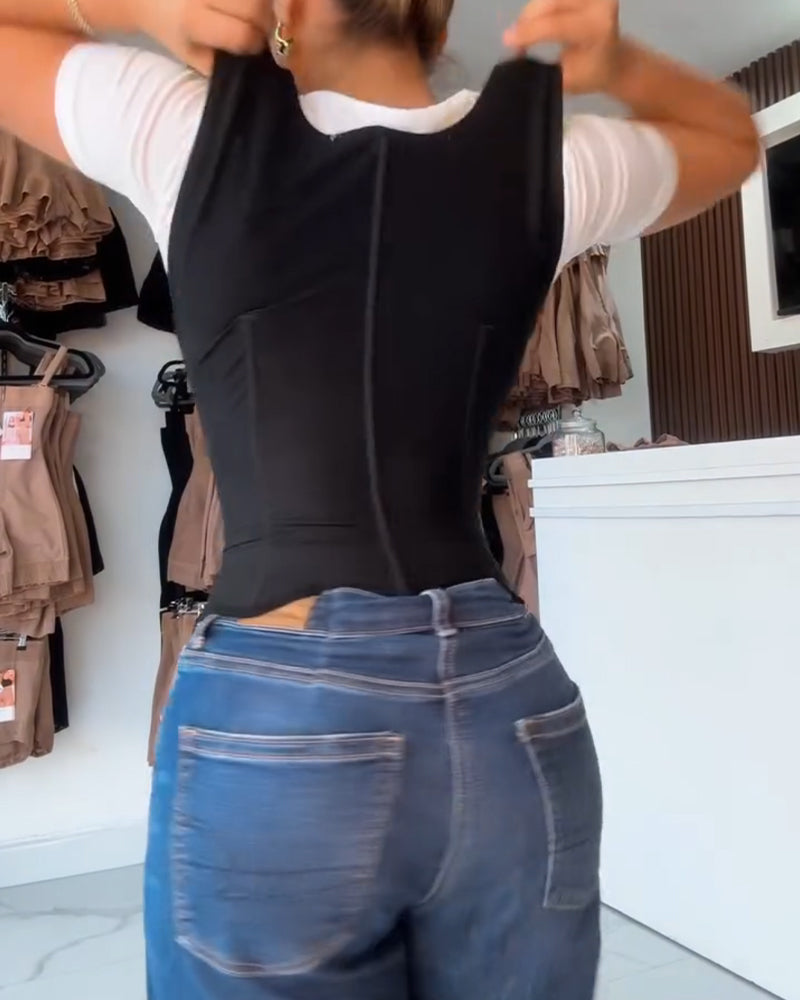 Cinturón Reductor de Espalda Completa con Tirantes Anchos y Clip