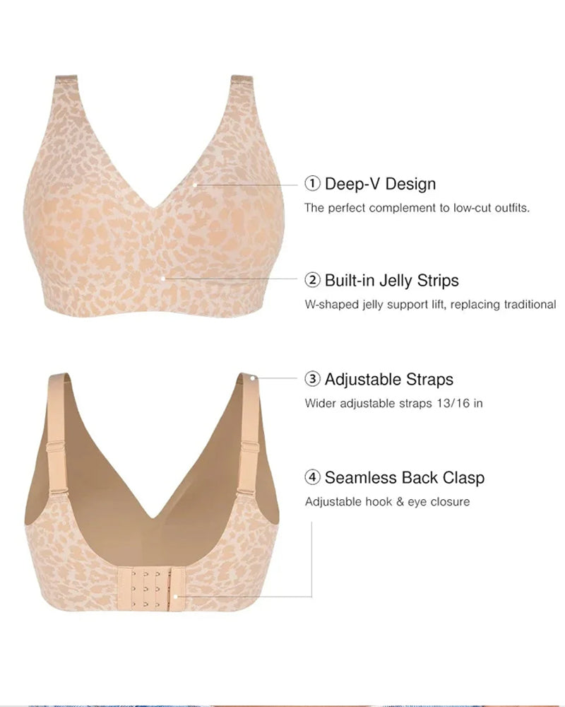 Sostén T-Shirt Sin Aros con Push-Up y Estampado de Leopardo