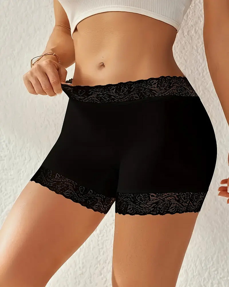 Boxers de Encaje Transpirable Sin Costuras de Cintura Media