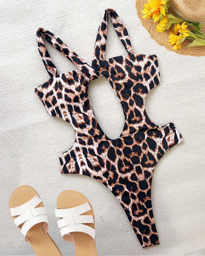 Bañador Halter de Espalda Abierta para Vacaciones en la Playa