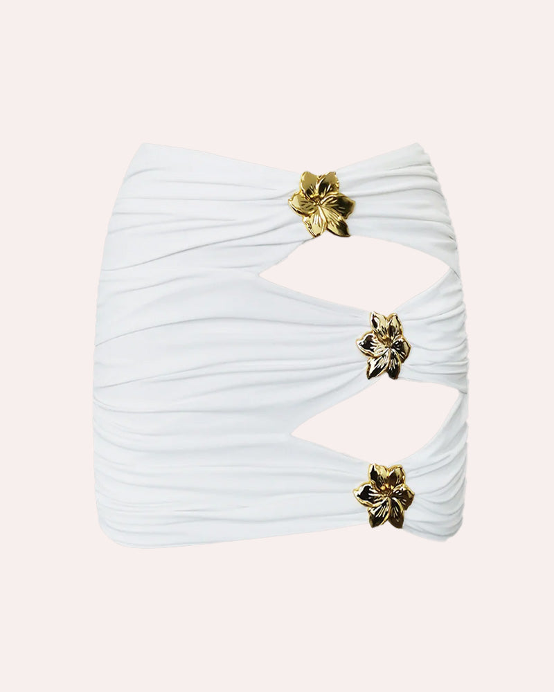 Bañador Halter con Falda y Detalles de Hardware Floral
