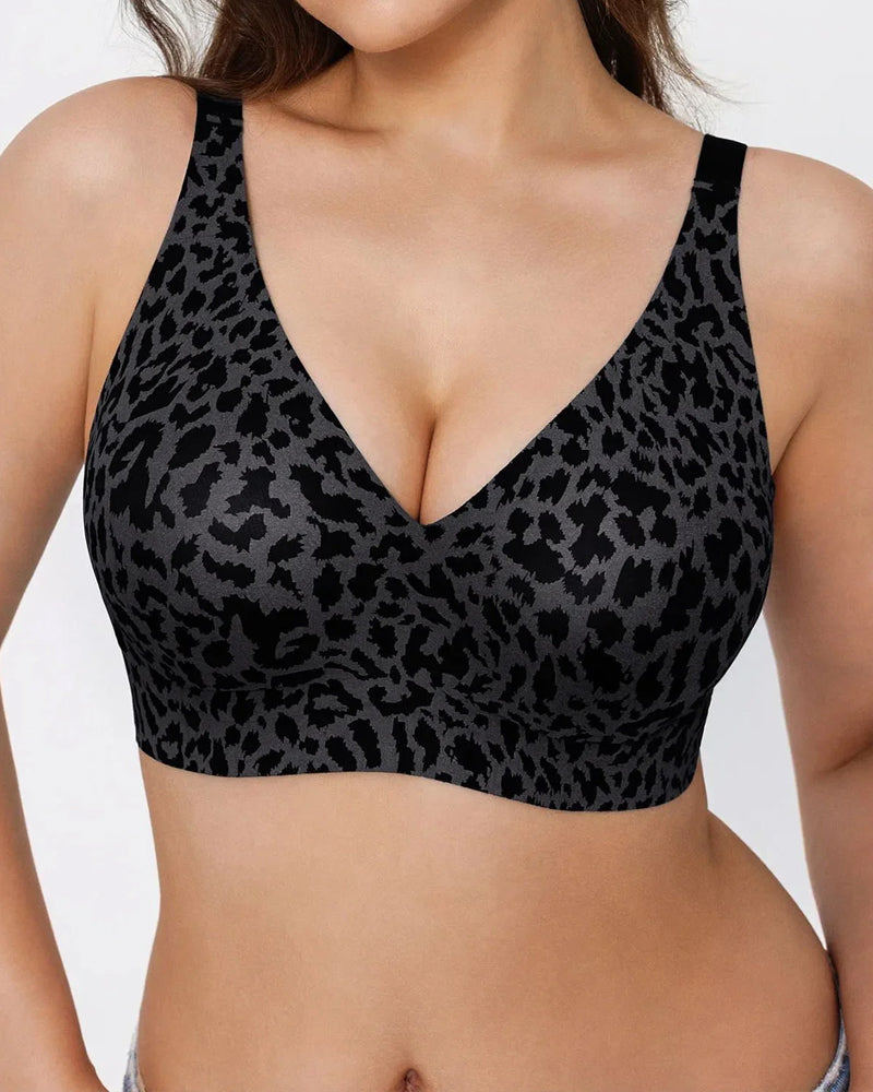 Sostén T-Shirt Sin Aros con Push-Up y Estampado de Leopardo