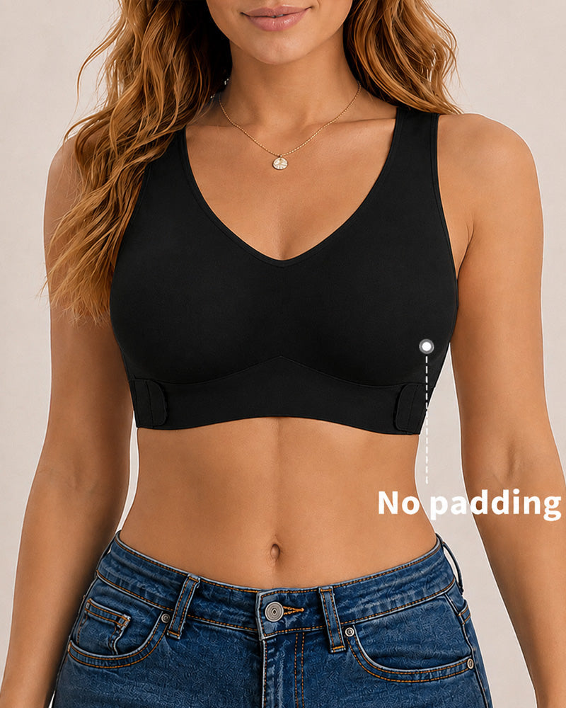 Sujetador Push Up Sin Costuras con Cierre Frontal y Espalda Cruzada