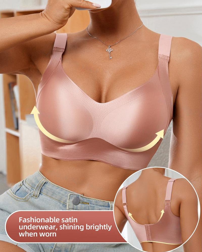 Sostén ajustable para mujer sin alambres, en color sólido, sin costuras, con efecto push-up y transpirable