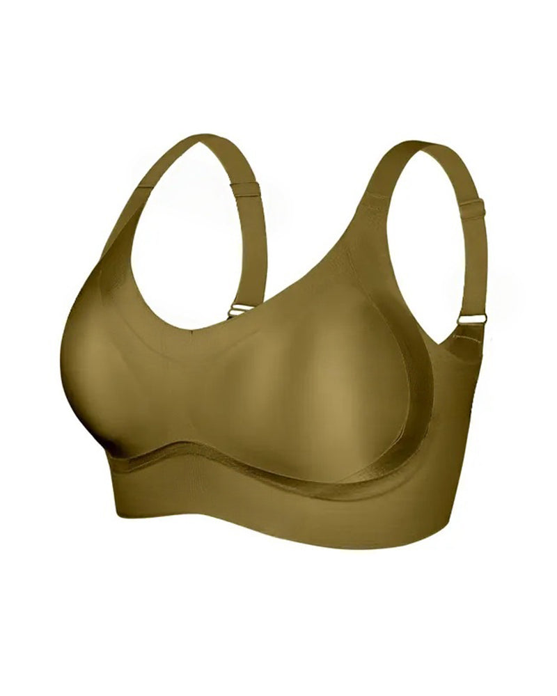 Sostén ajustable para mujer sin alambres, en color sólido, sin costuras, con efecto push-up y transpirable