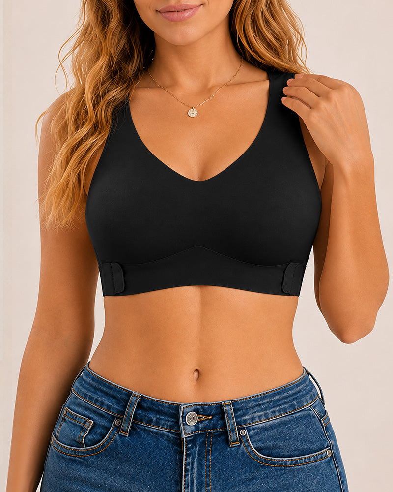 Sujetador Push Up Sin Costuras con Cierre Frontal y Espalda Cruzada