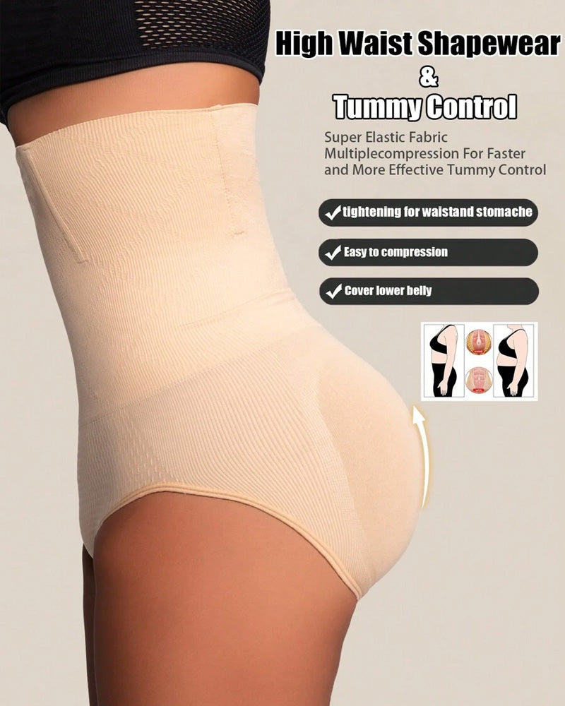 Panties Sin Costuras de Cintura Alta para Mujeres - Moldeo de Abdomen y Realce de Caderas
