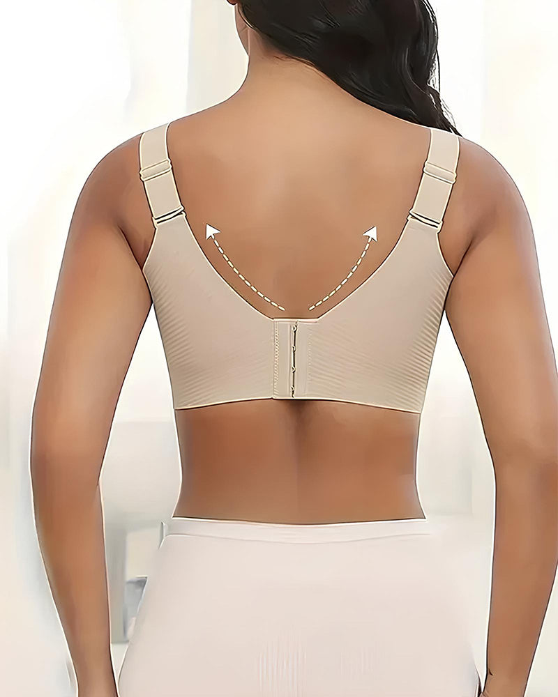 Sostén inalámbrico ajustable de cuatro filas en color sólido para mujer