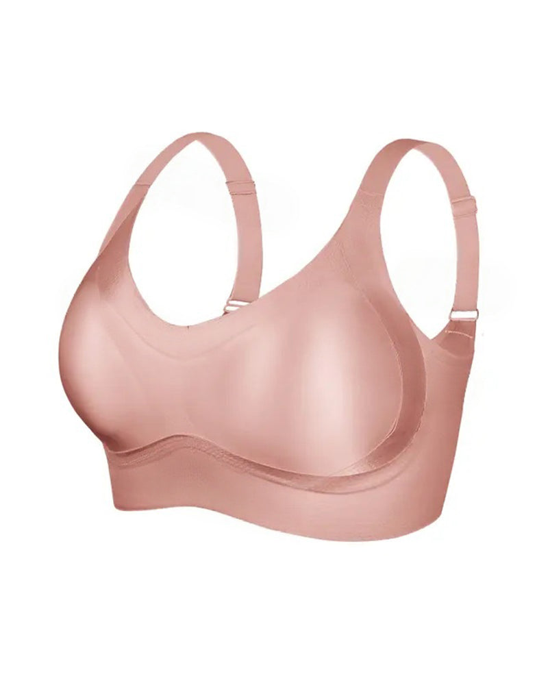 Sostén ajustable para mujer sin alambres, en color sólido, sin costuras, con efecto push-up y transpirable