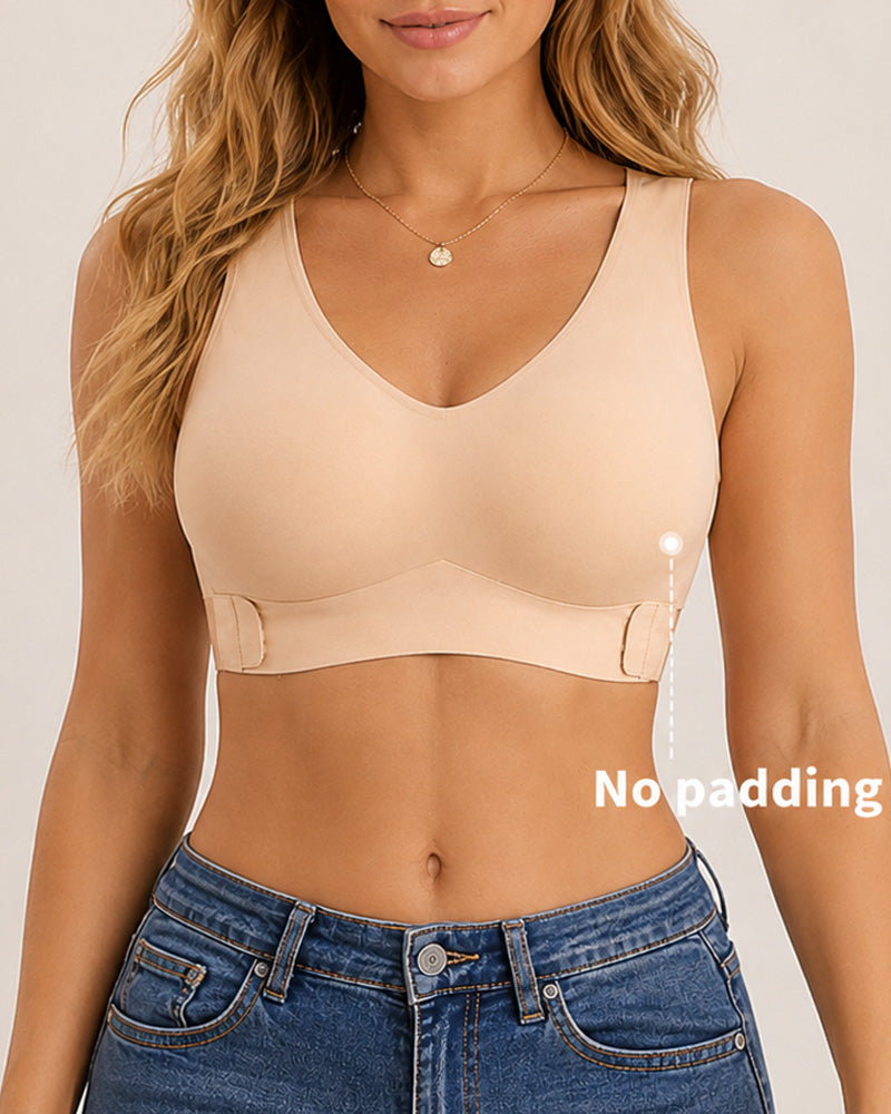 Sujetador Push Up Sin Costuras con Cierre Frontal y Espalda Cruzada