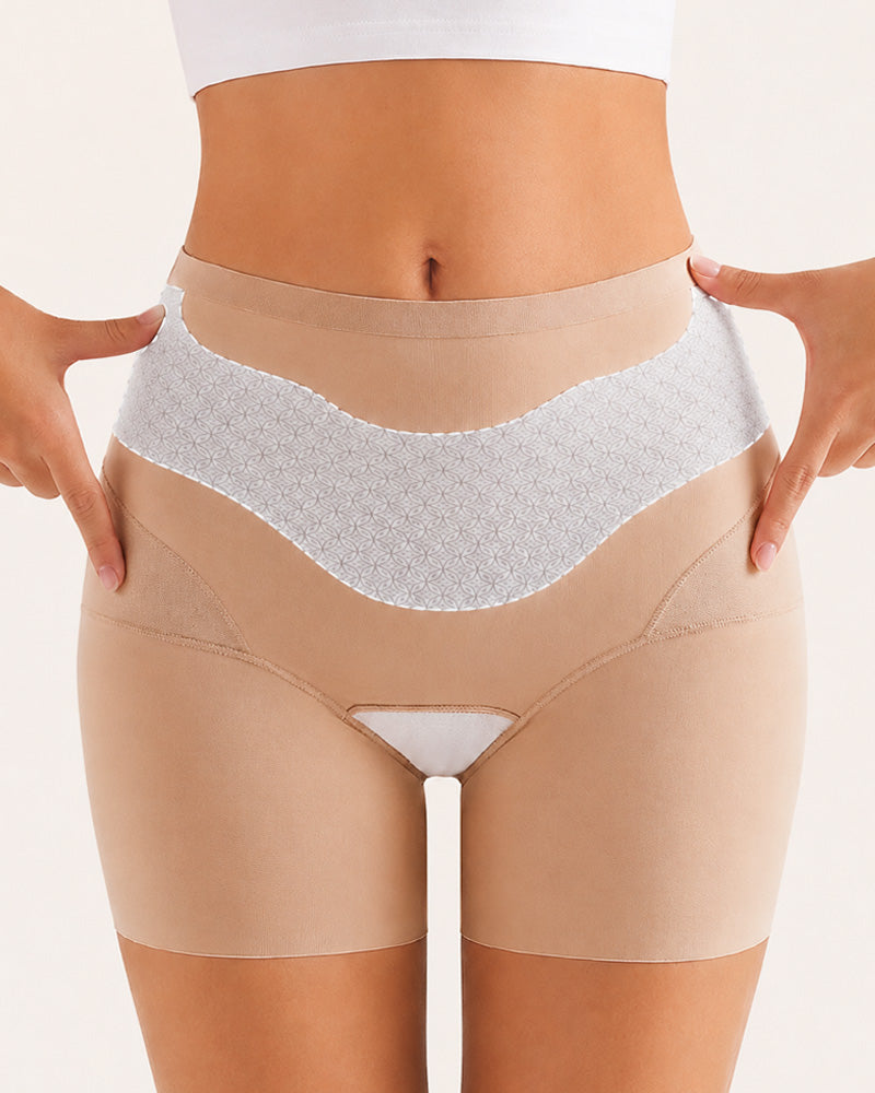 Conjunto de 2 Pantalones Cortos de Cintura Alta Sin Costuras con Control Abdomen y Malla Transpirable