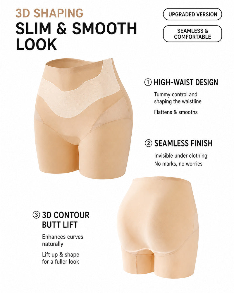Conjunto de 2 Pantalones Cortos de Cintura Alta Sin Costuras con Control Abdomen y Malla Transpirable