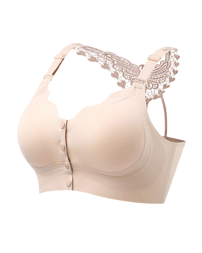 Sujetador Push-up Sin Costuras con Cierre Frontal y Espalda en Forma de Mariposa