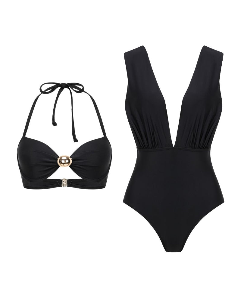 Maillot de baño con escote en V profundo y diseño ideal para la playa