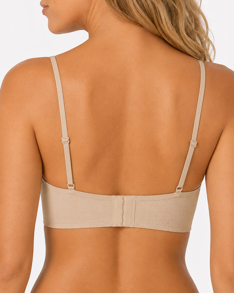 Conjunto de 2 Sujetadores Push-Up Sin Aros con Encaje y Escote en V Profundo