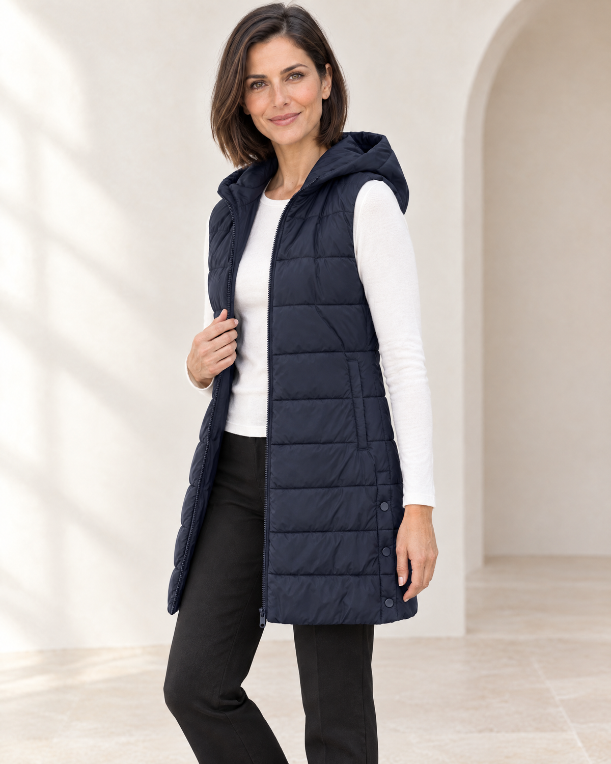 Valeria | Chaleco Largo Acolchado con Capucha