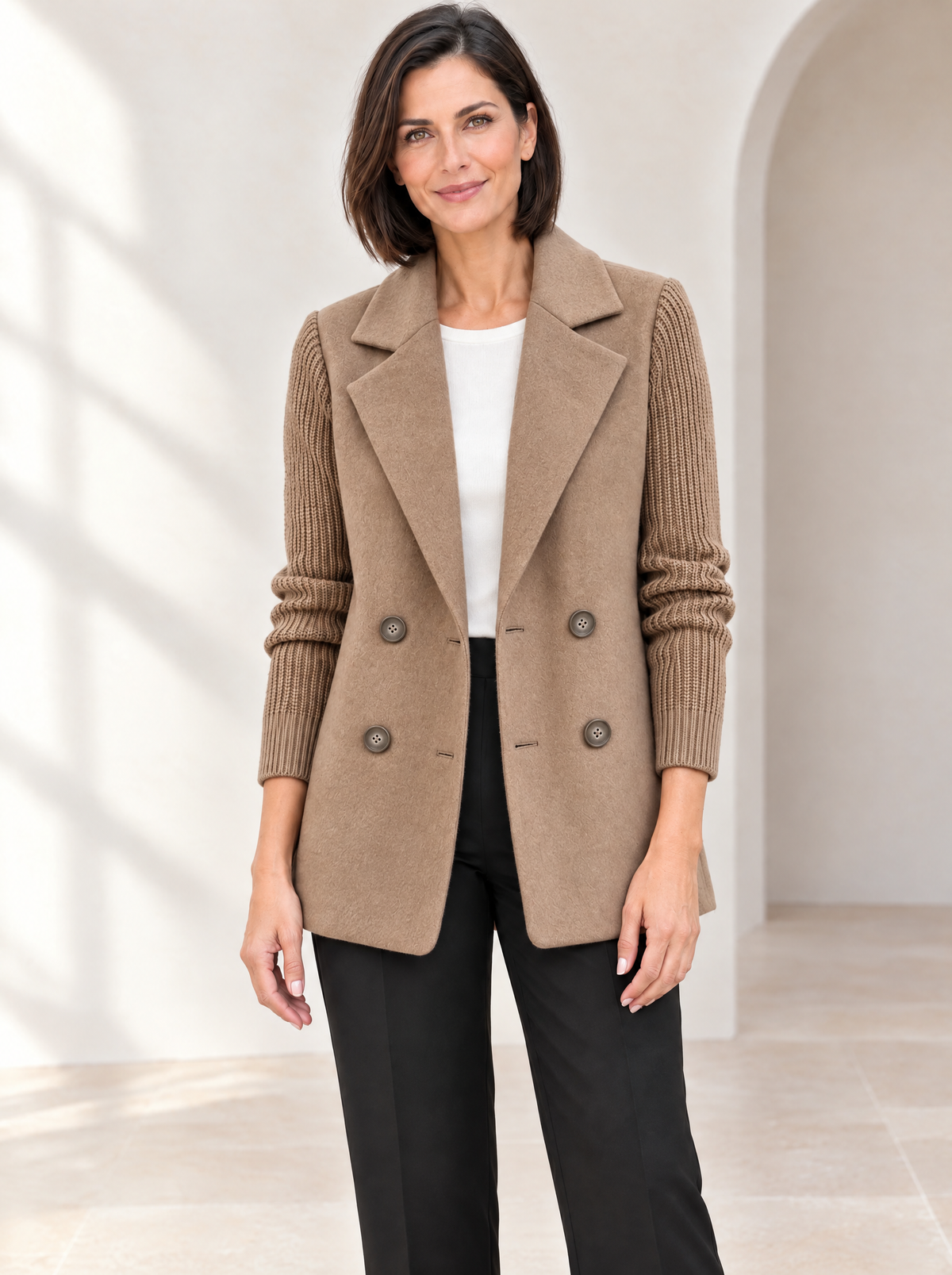 Carla | Blazer Elegante con Mangas de Punto