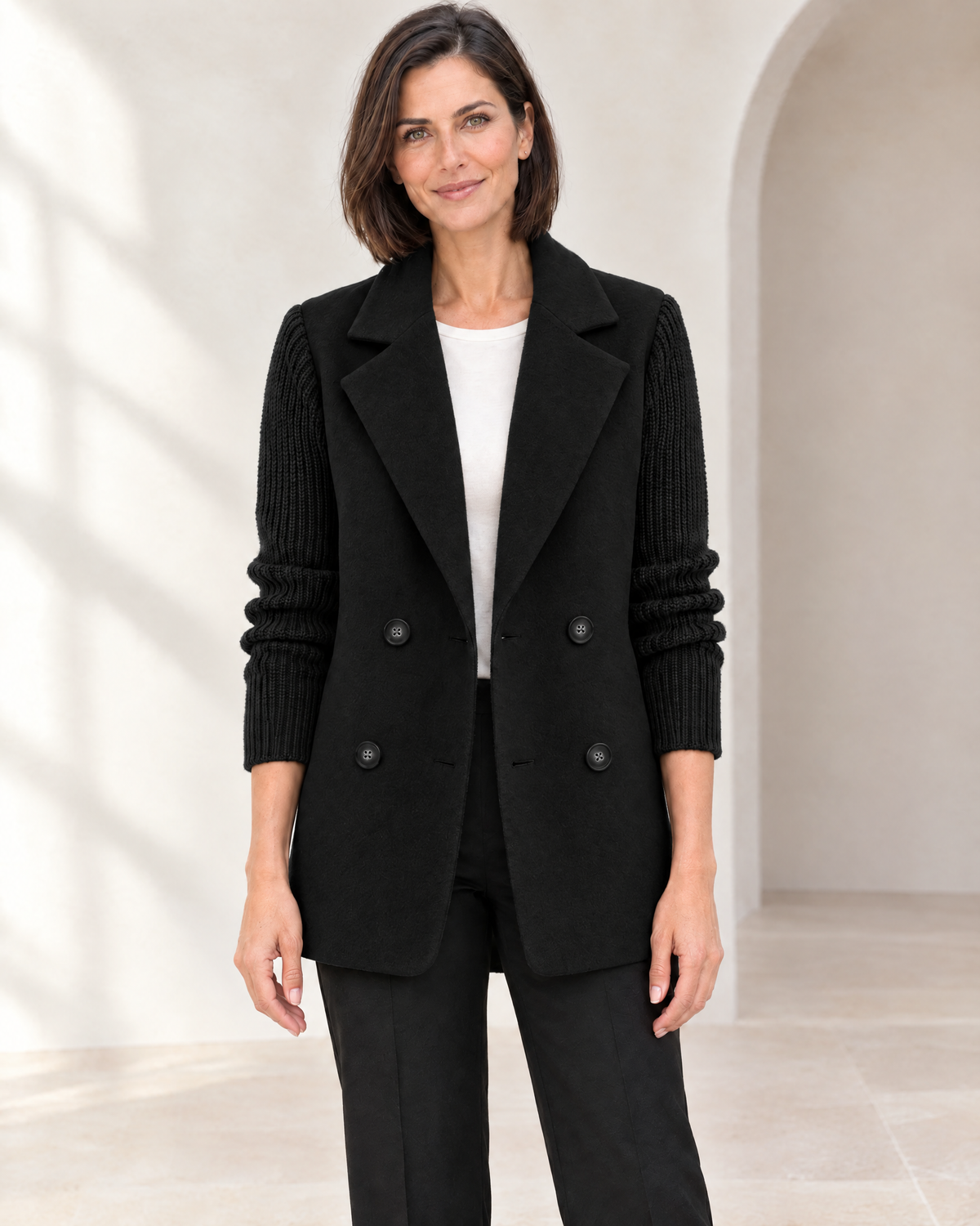 Carla | Blazer Elegante con Mangas de Punto