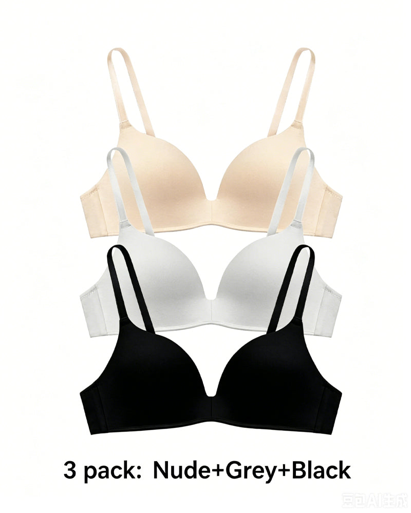 Set de 3 Sujetadores T-Shirt Sin Aros y Confortables con Escote en V