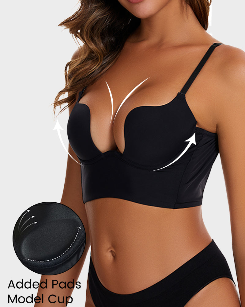 [Pack de 3] Sujetador de Espalda Baja con Escote Discreto - Negro, Beige y Blanco
