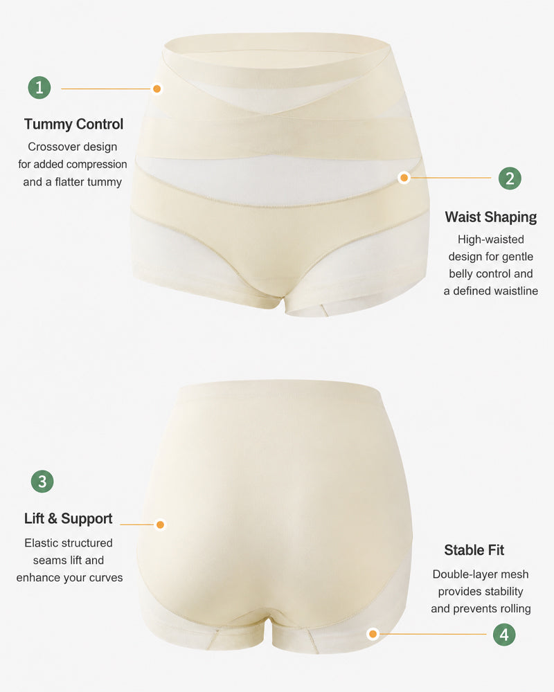 Set de 2 Boxer Briefs de Cintura Alta con Control Abdomen, Sin Costuras y Paneles de Malla Transparente