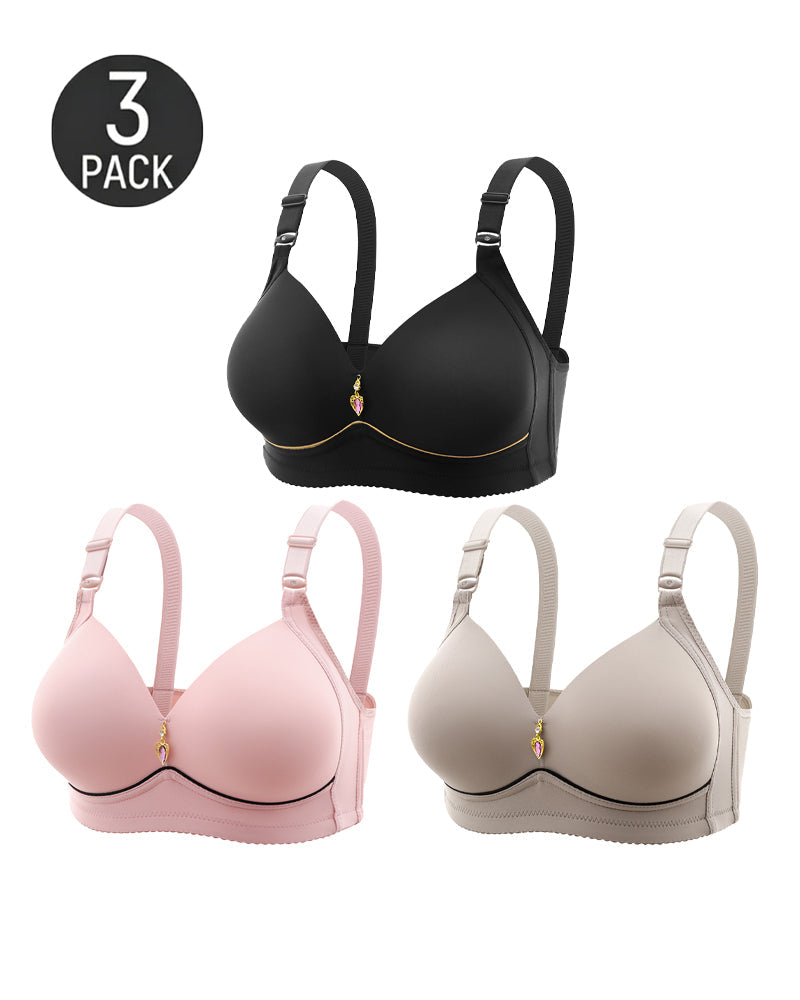 Set de 3 Sujetadores Push Up Sin Aros, Cómodos y Transpirables