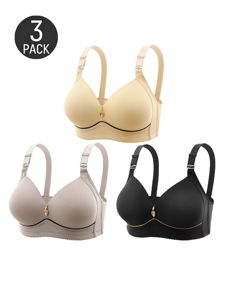 Set de 3 Sujetadores Push Up Sin Aros, Cómodos y Transpirables