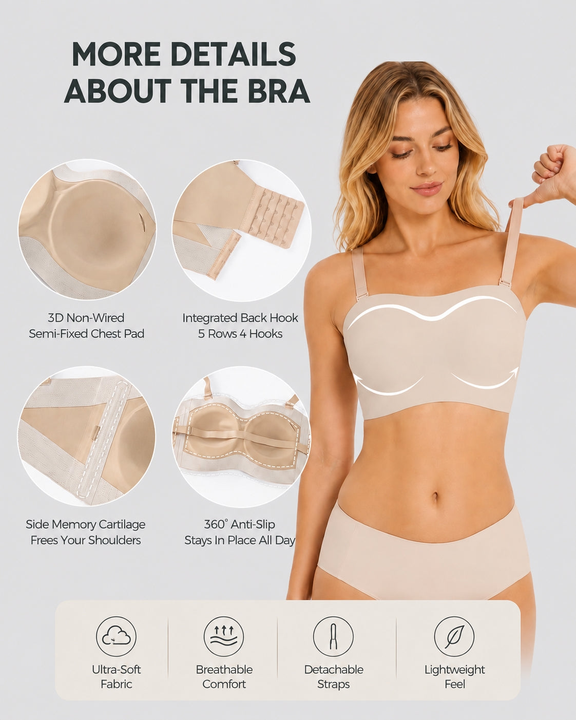 Top de Gel Sin Costuras, Sin Tirantes, Antideslizante y Sin Aros para Mujeres