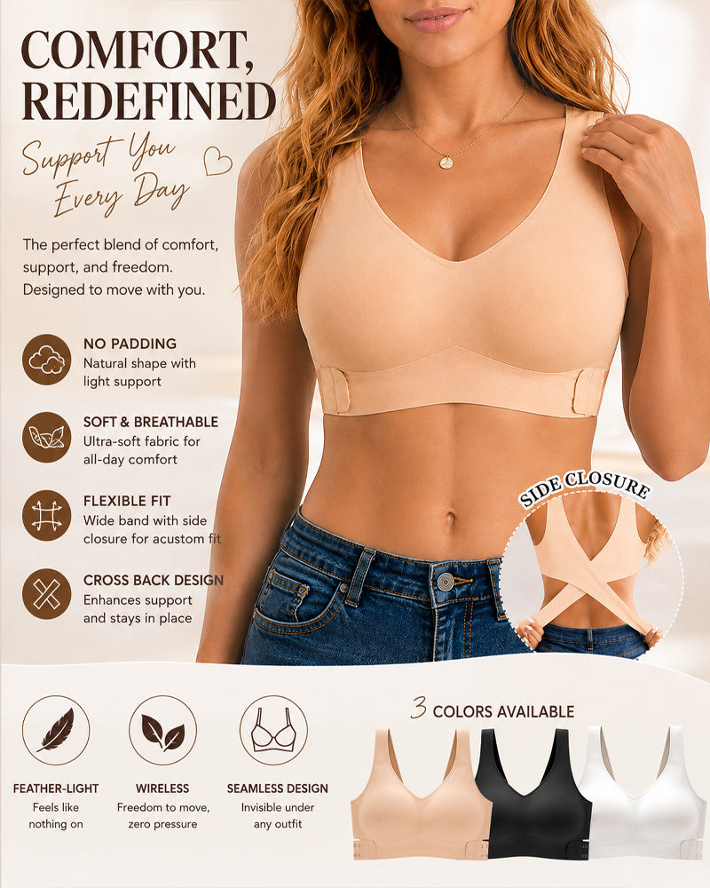 Sujetador Push Up Sin Costuras con Cierre Frontal y Espalda Cruzada