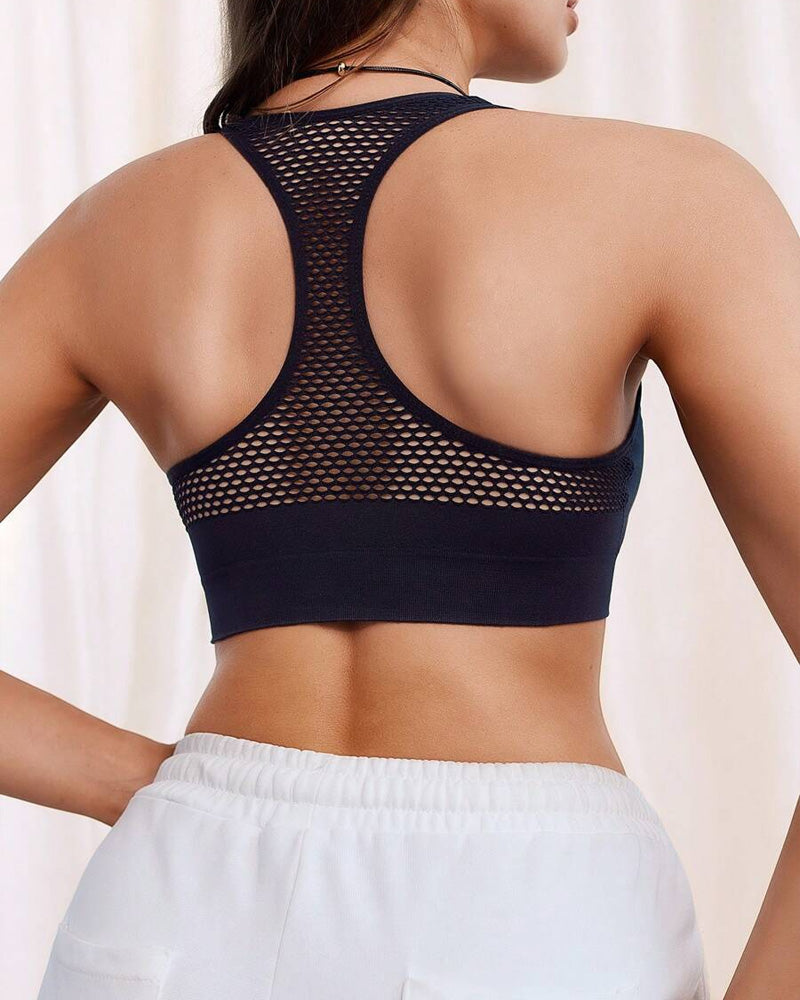 Top Deportivo Elástico Sin Costuras con Cremallera para Mujeres