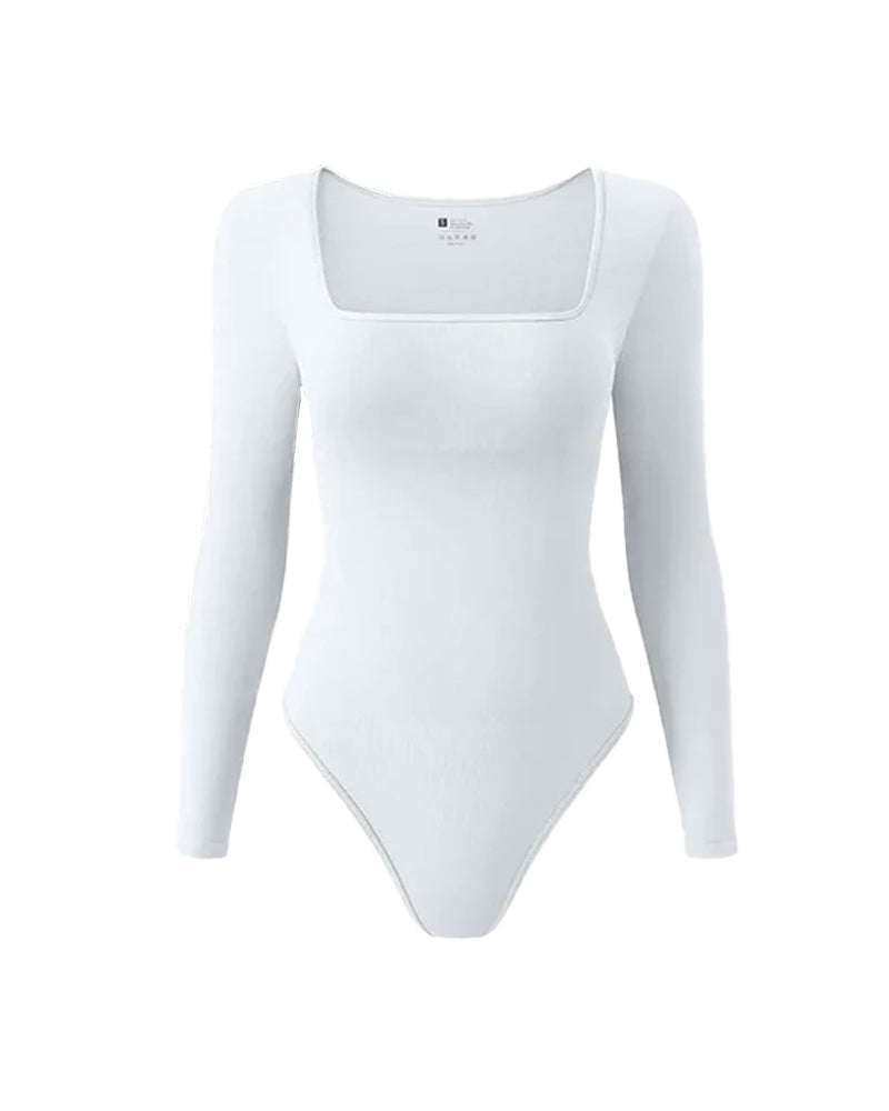Body de Cuello Cuadrado con Manga Larga