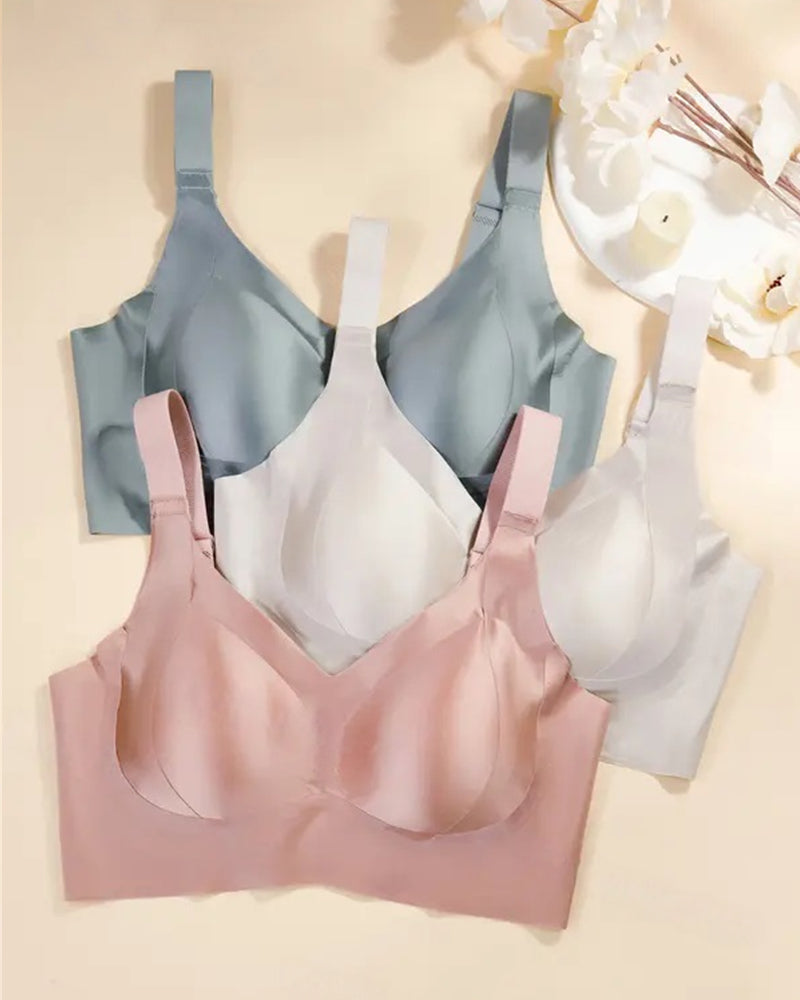 Sostén ajustable para mujer sin alambres, en color sólido, sin costuras, con efecto push-up y transpirable