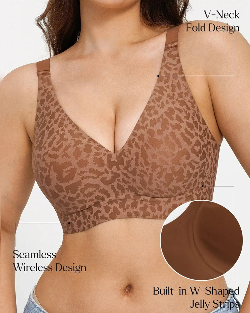 Sostén T-Shirt Sin Aros con Push-Up y Estampado de Leopardo